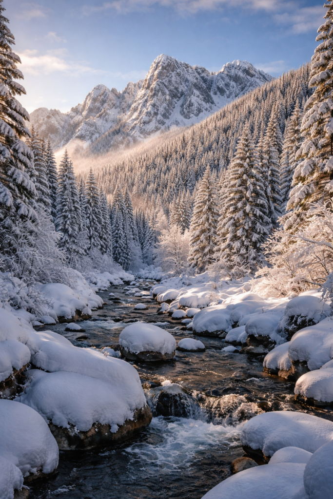 Wintermorgen im Risnjak-Nationalpark