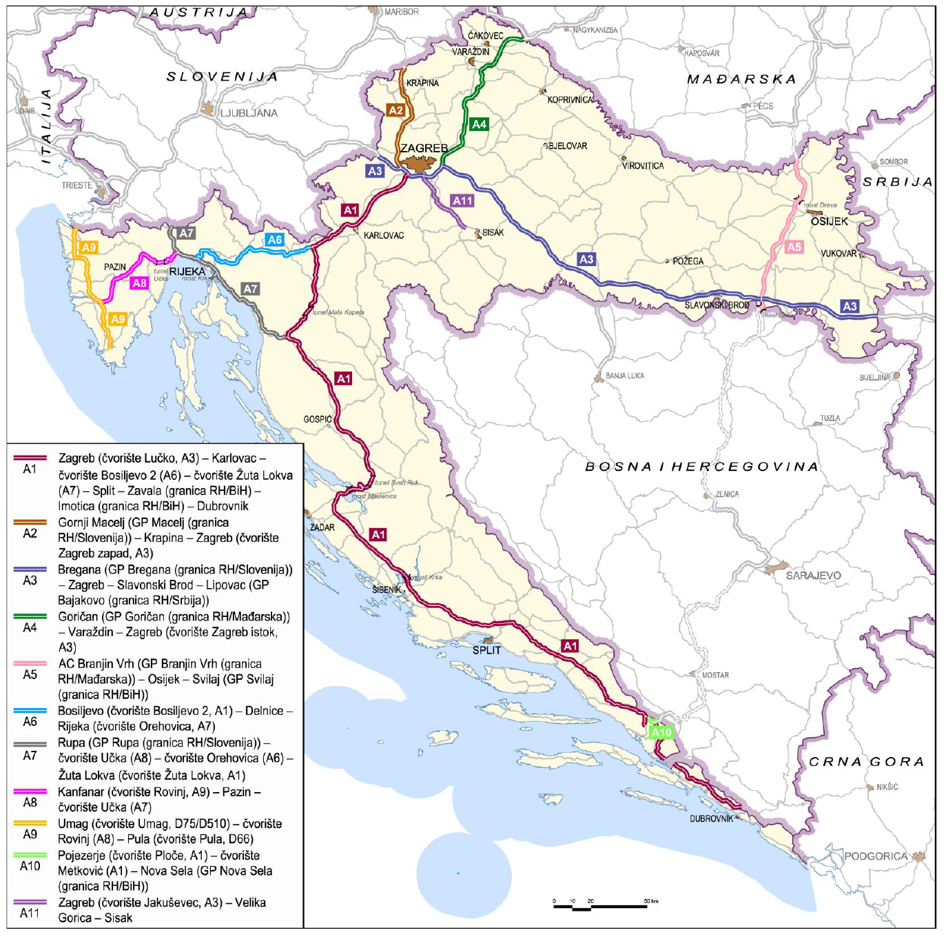 Maut in Kroatien kroatisches Autobahnnetz
