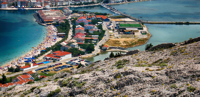 Stadt Pag auf der Insel Pag Bird View
