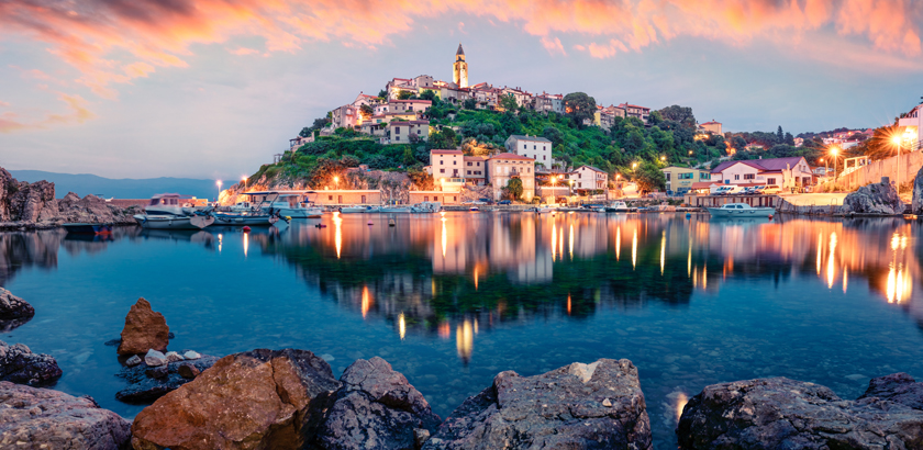Vrbnik Bucht Nachtansicht Insel Krk