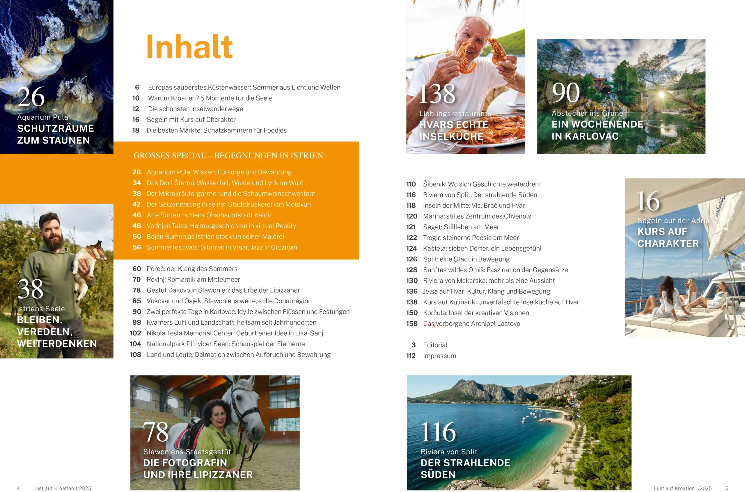 Lust auf Kroatien Magazin 01 2025 Inhaltsverzeichnis